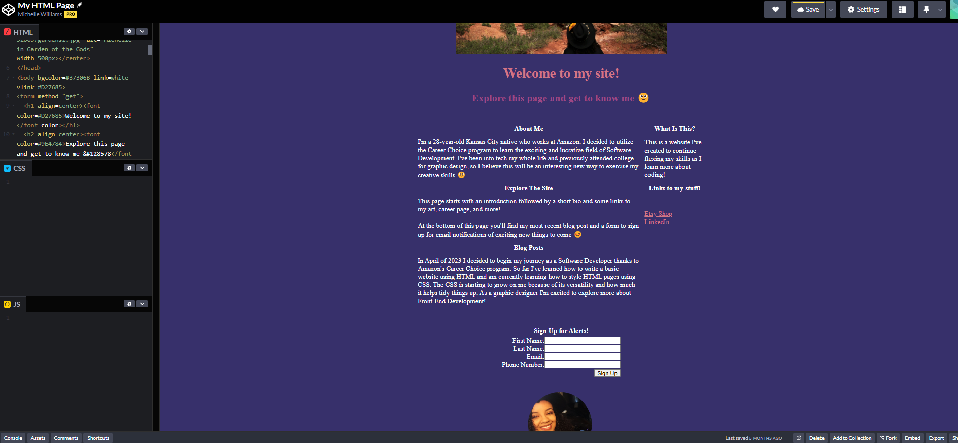 My portfolio website version 1