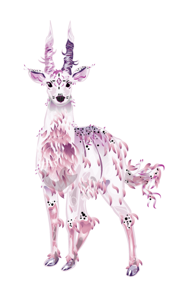 Magical white and purple deer illustration