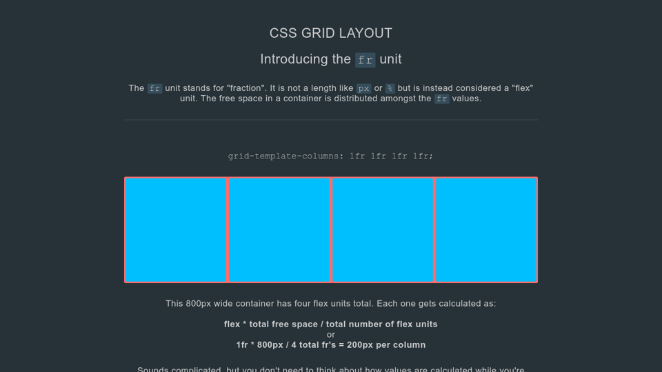 CSS GRID LAYOUT - The fr unit