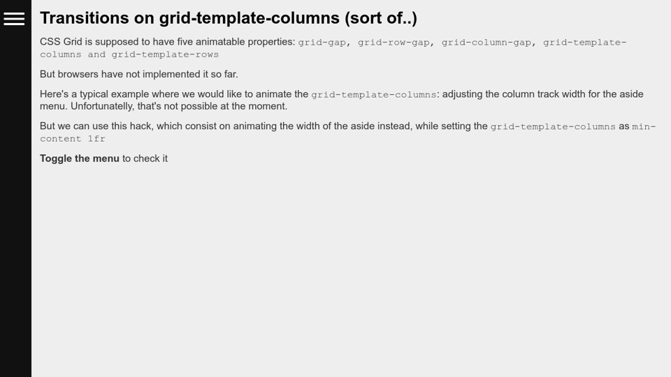 Grid Template Columns Transition Hack