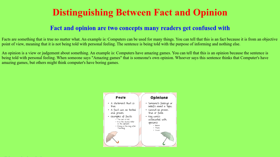 Fact And Opinion Fact And Opinion