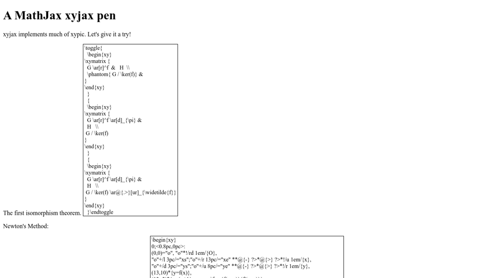 Mathjax Basic Xyjax Pen
