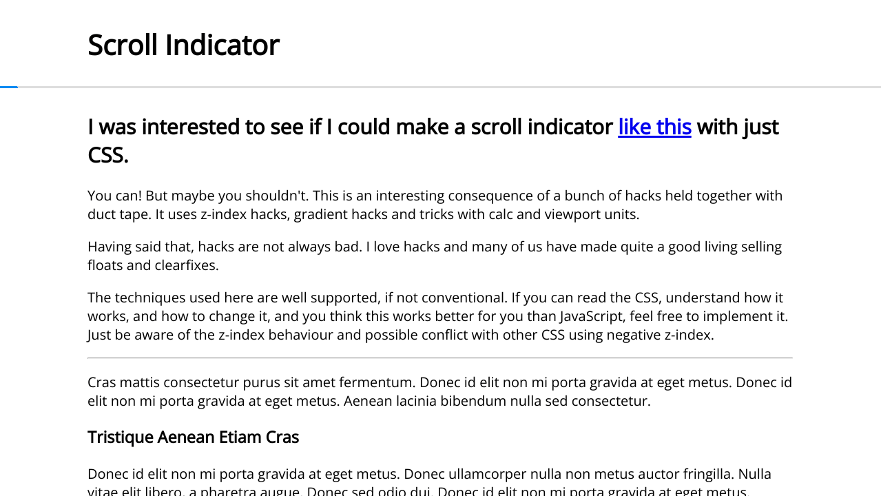CSS only scroll indicator