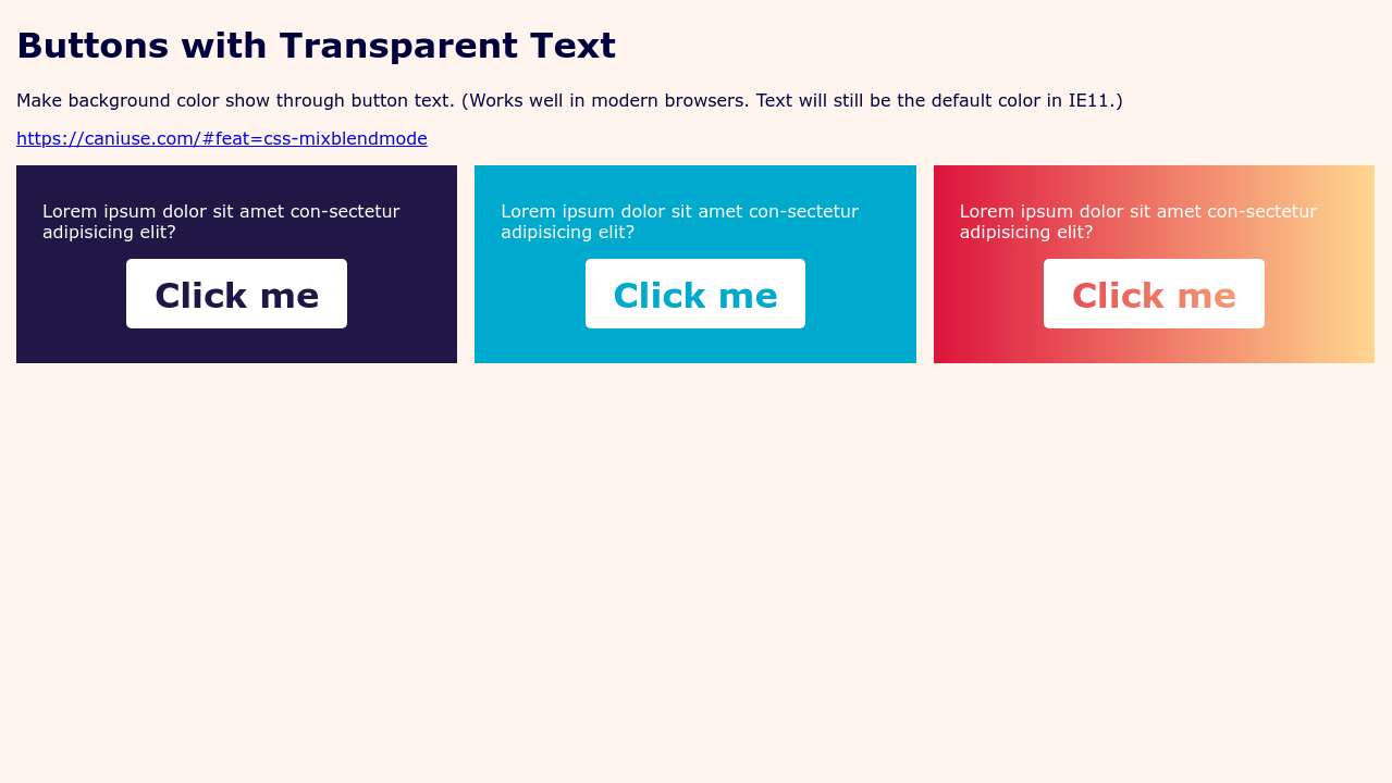 Buttons With Transparent Text