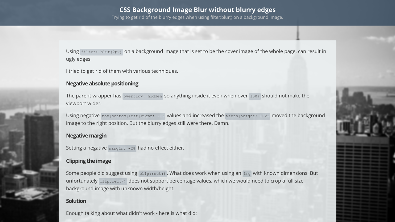 CSS Background Image Blur without blurry edges