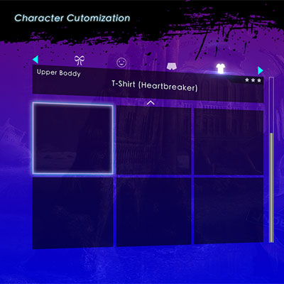 Empty character UI screen