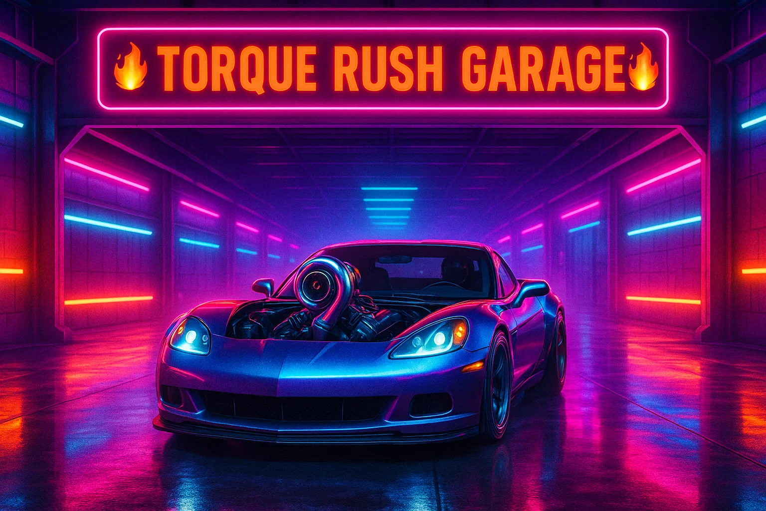 Garage tuning scene