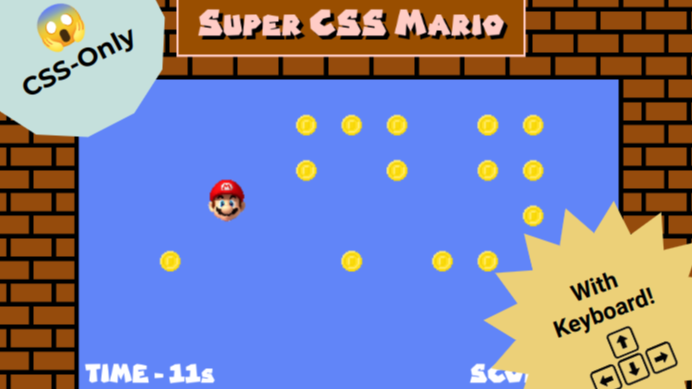 Super CSS Mario (CSS-only keyboard game!)