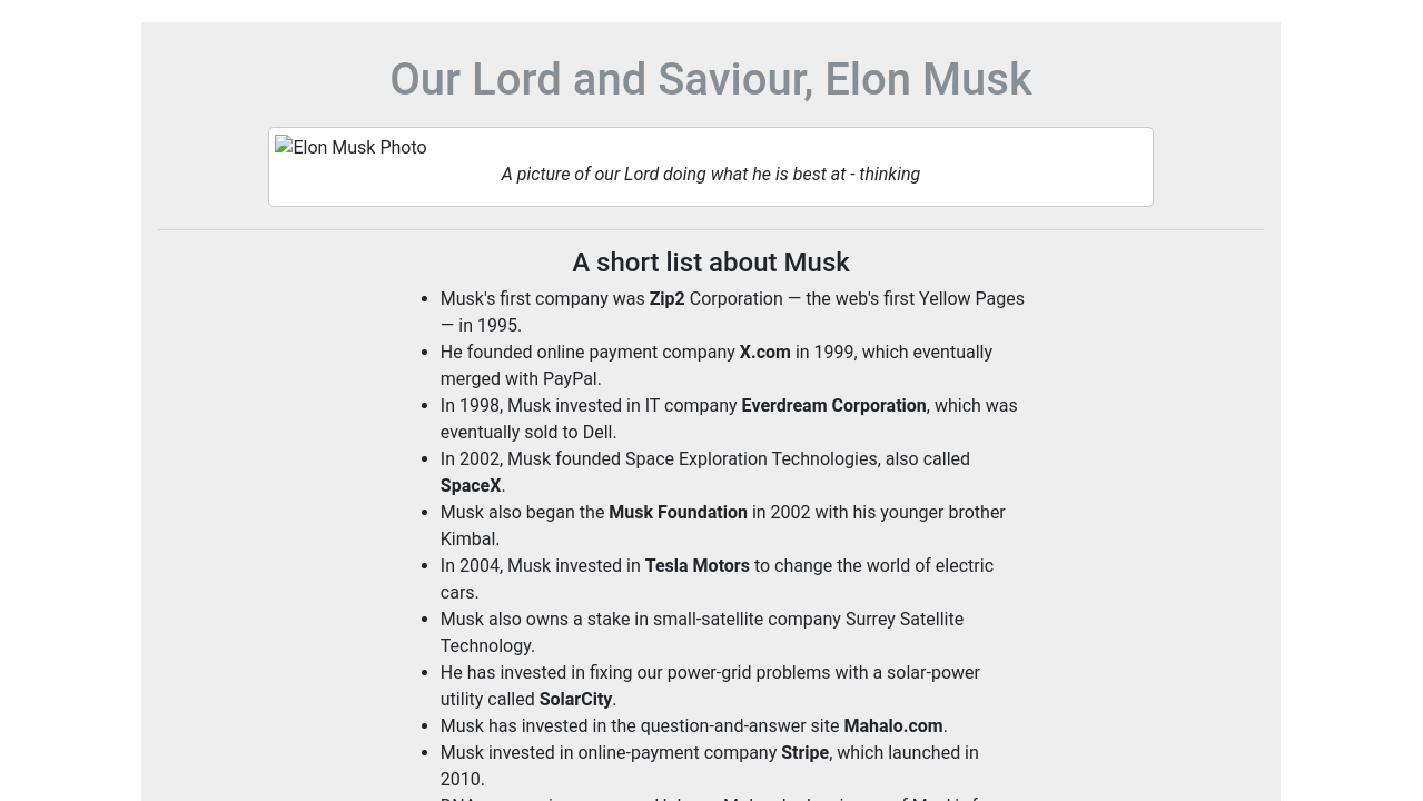 Codepen Tribute Page Elon Musk