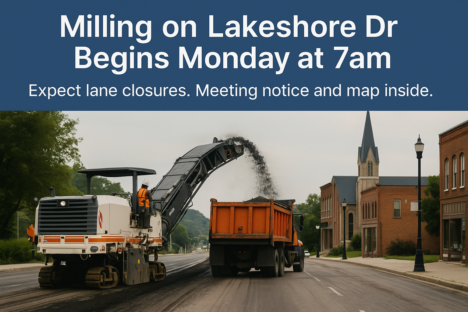 Road work update: milling on Lakeshore Dr map
