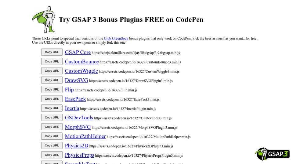 Download Try Club Greensock Bonus Plugins Free On Codepen