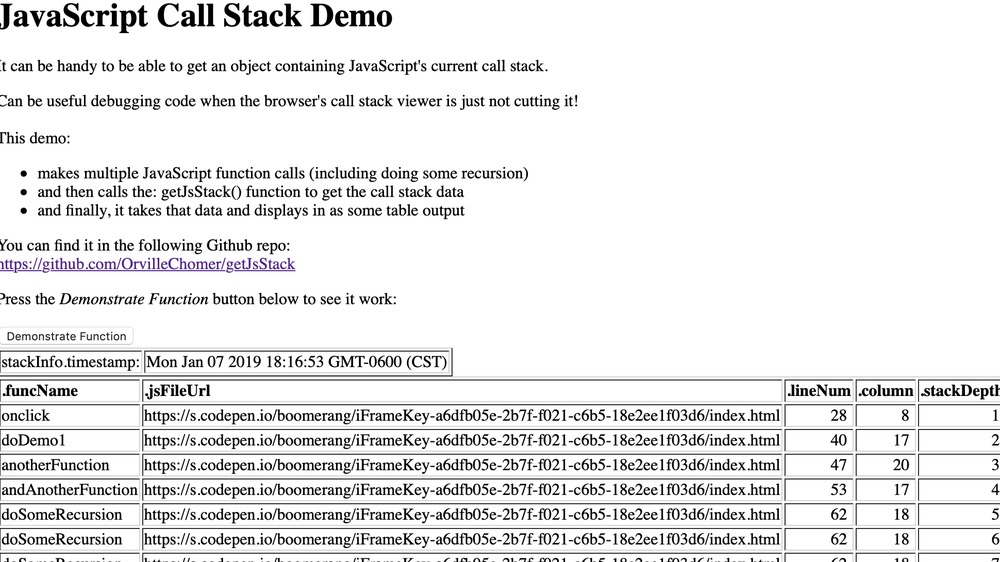 JavaScript Call Stack Demo