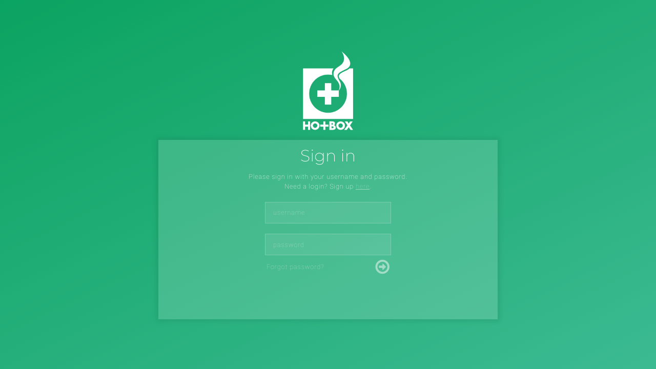 Hotbox Connect Dashboard Sign In