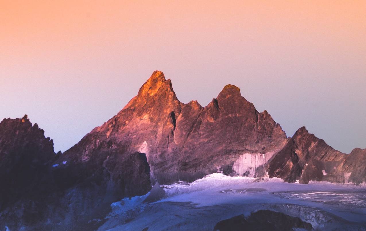 Some lush mountains at sunset