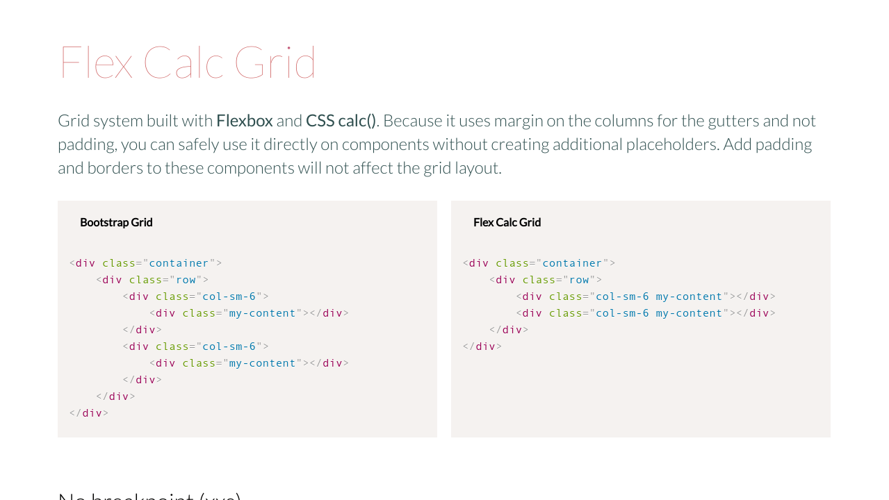 Codepen Flex Calc Grid