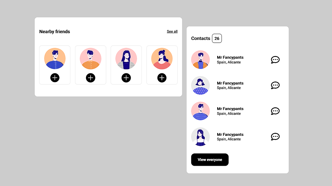 Contacts - Light Themed Card Designs