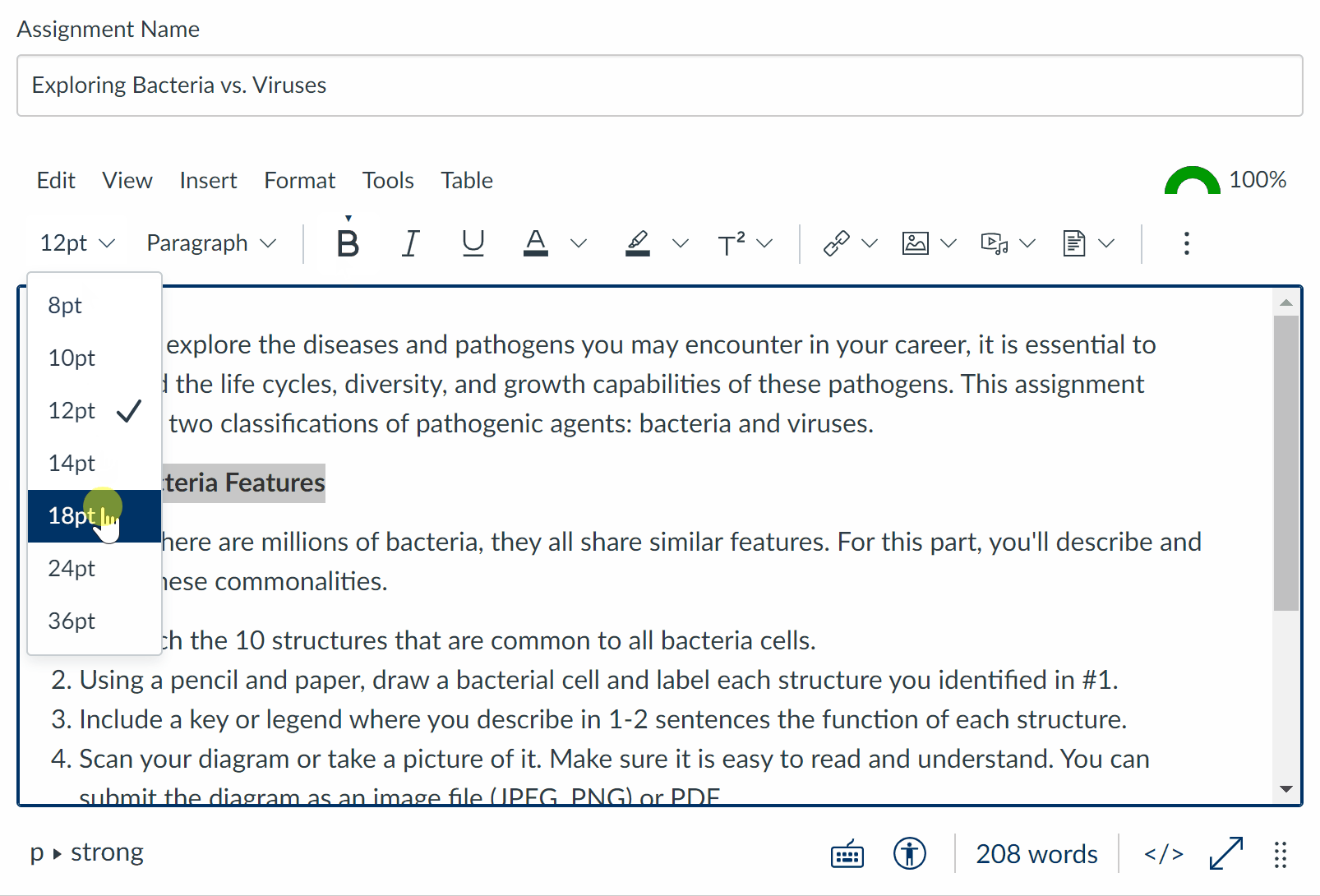 Static: Adding fake headings in the Canvas visual editor by bolding the text and increasing the fonts size.