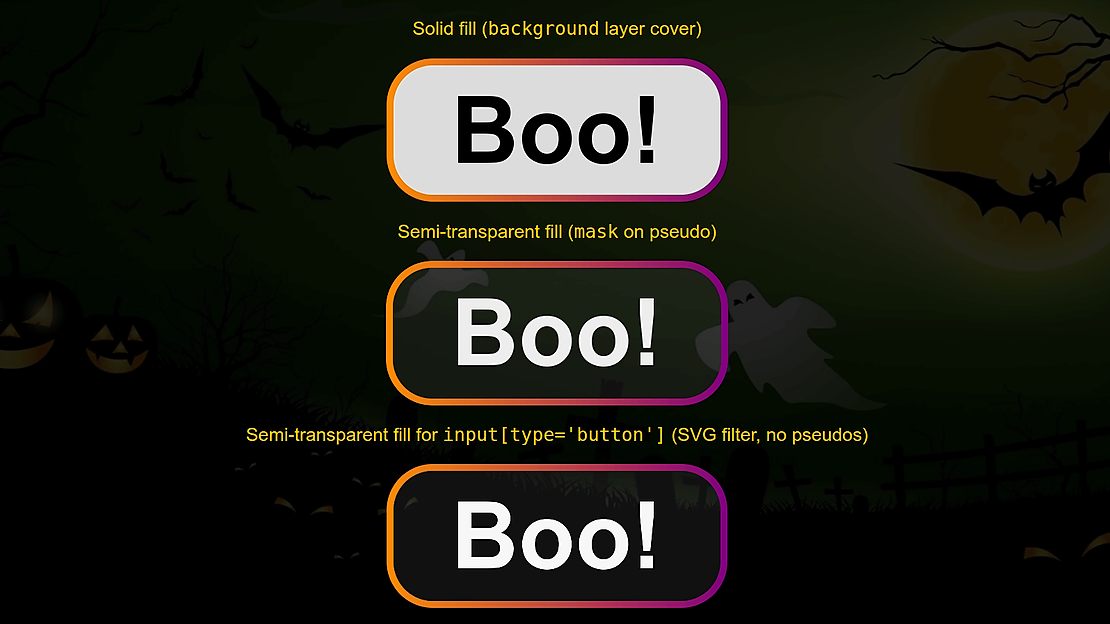 Gradient border buttons + rounded corners