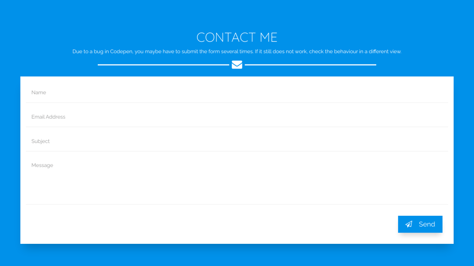 Contact form codepen Contact form codepen