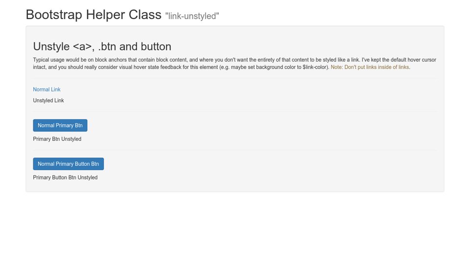 Bootstrap Link Unstyled Helper Class Bootstrap Link Unstyled Helper Class
