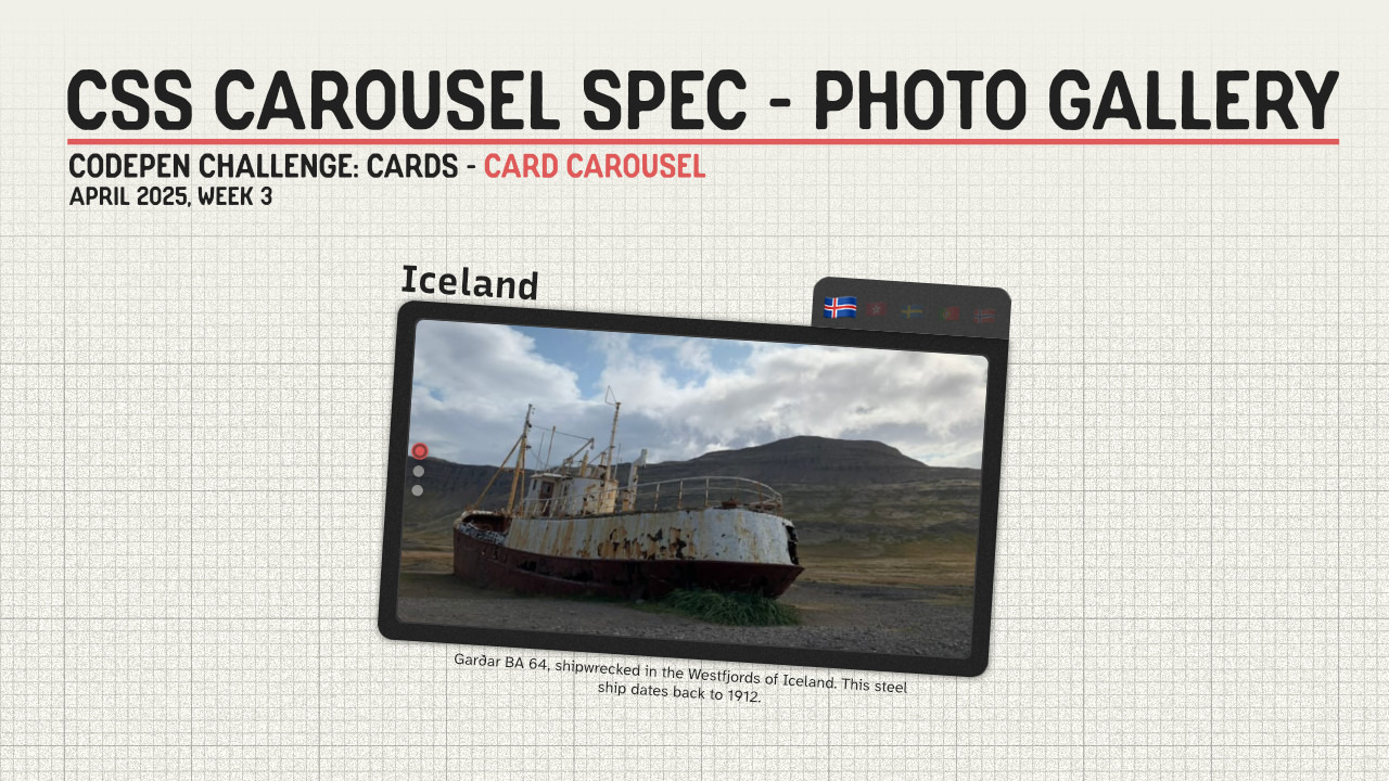 #CodePenChallenge: Card Carousel | CSS Carousel Spec - Photo Gallery