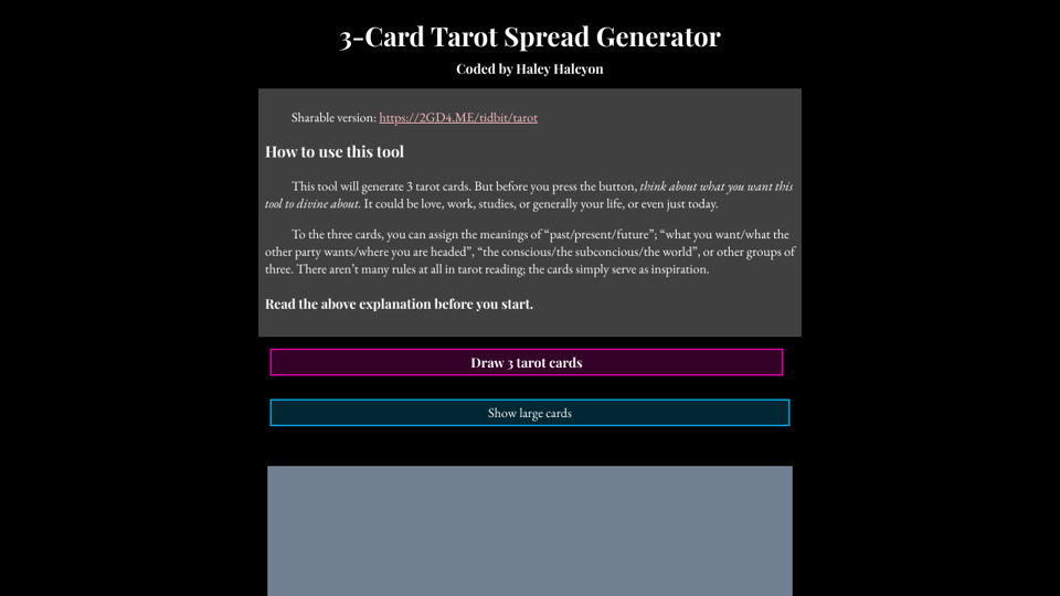 3Card Tarot Spread Generator