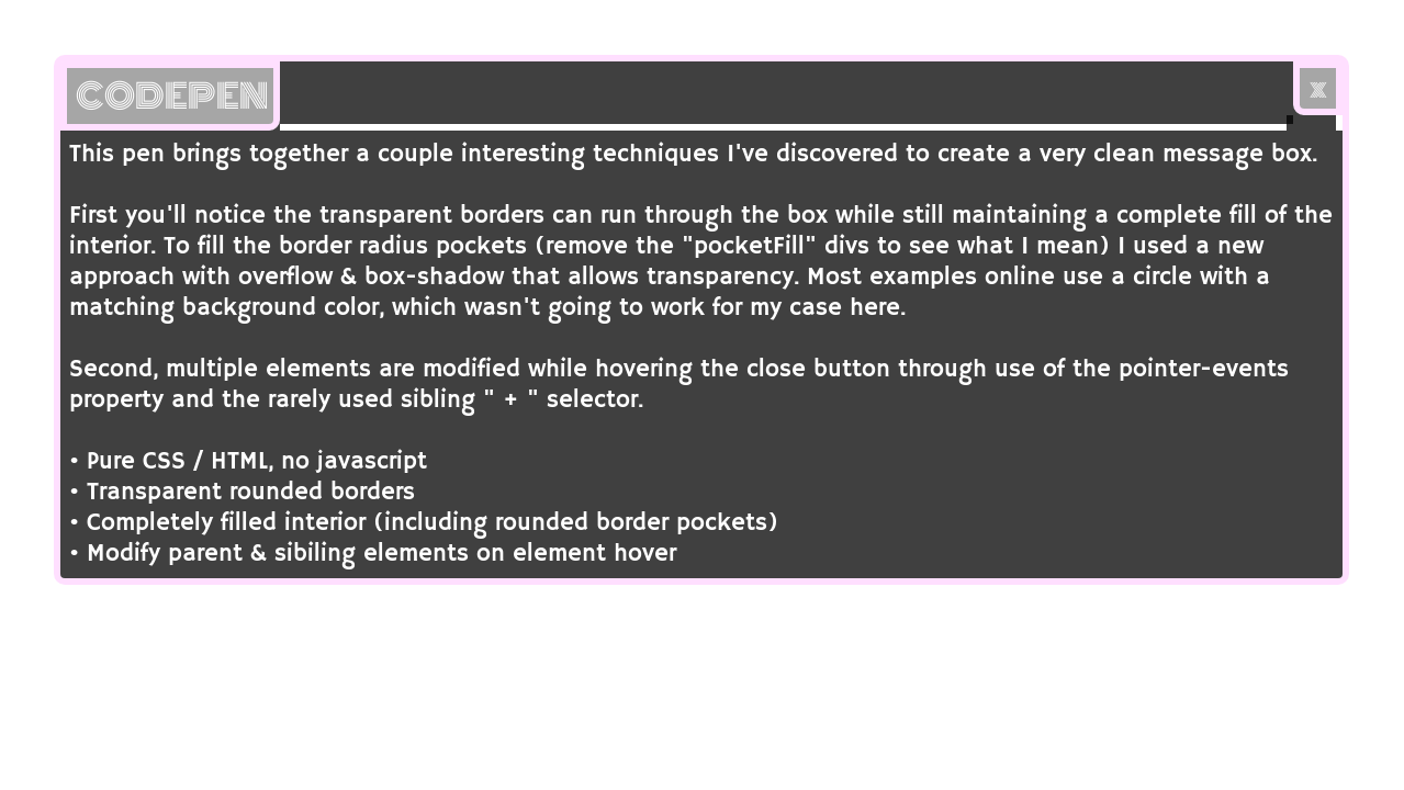 Super Clean Message Box With Transparent Borders Filled Interior