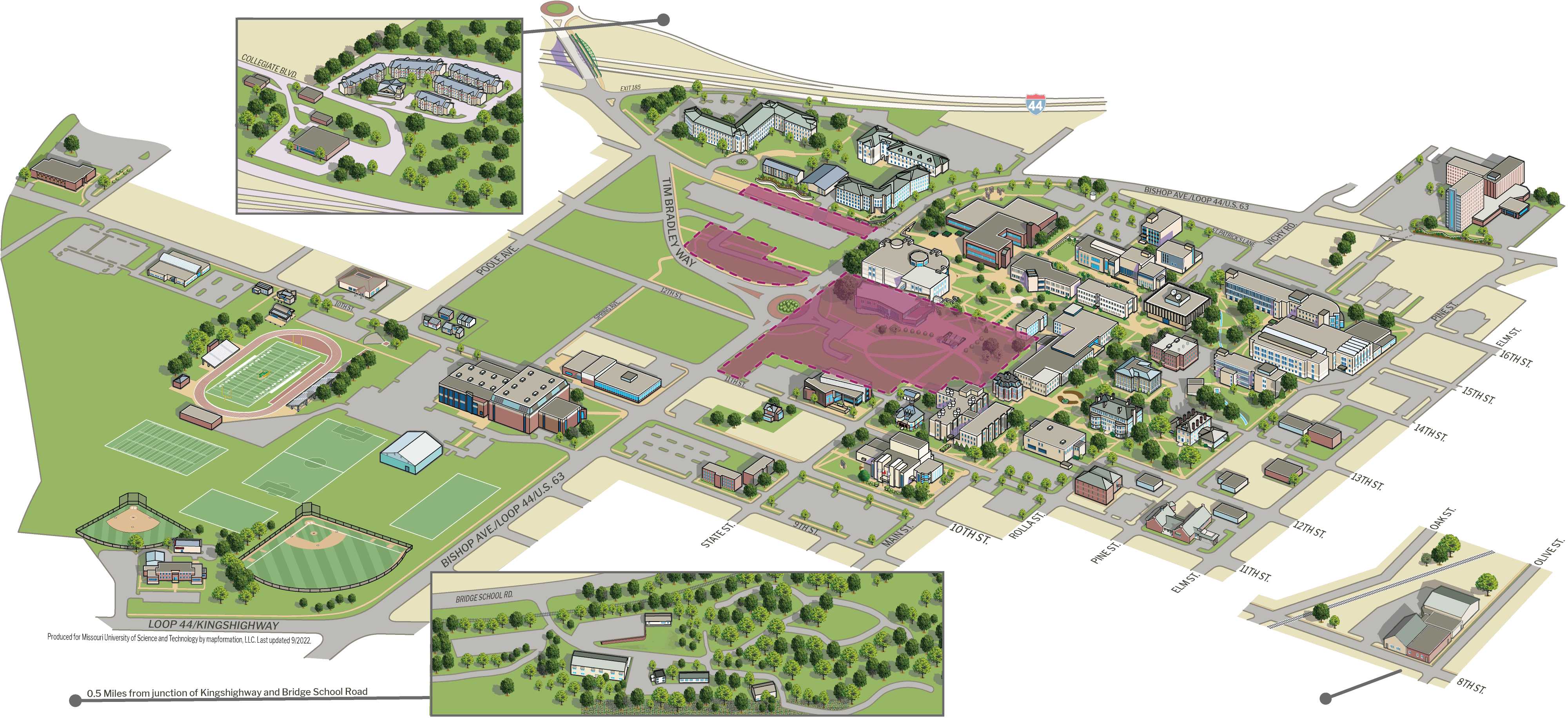 Campus Map: locations are listed below with matching map numbers