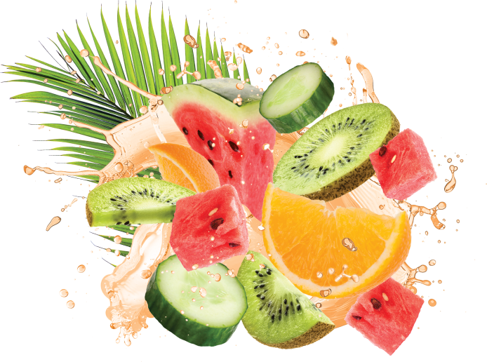 Paradise Punch flavor with watermelon, kiwi, cucumber, and orange