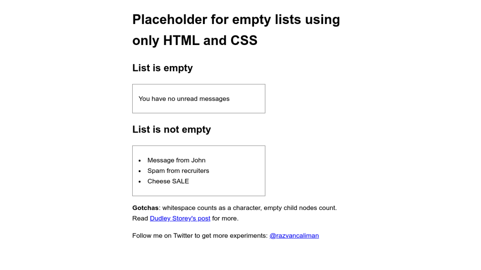 Placeholder For Empty Lists With Css Placeholder For Empty Lists With Css