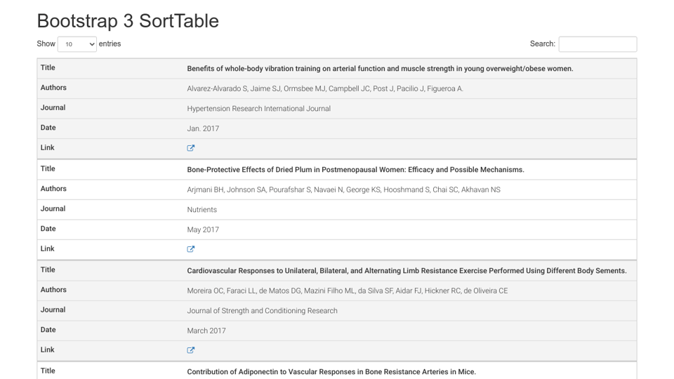 Bootstrap 3 Table Sort