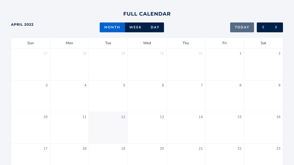 Full Calendar Bootstrap 4