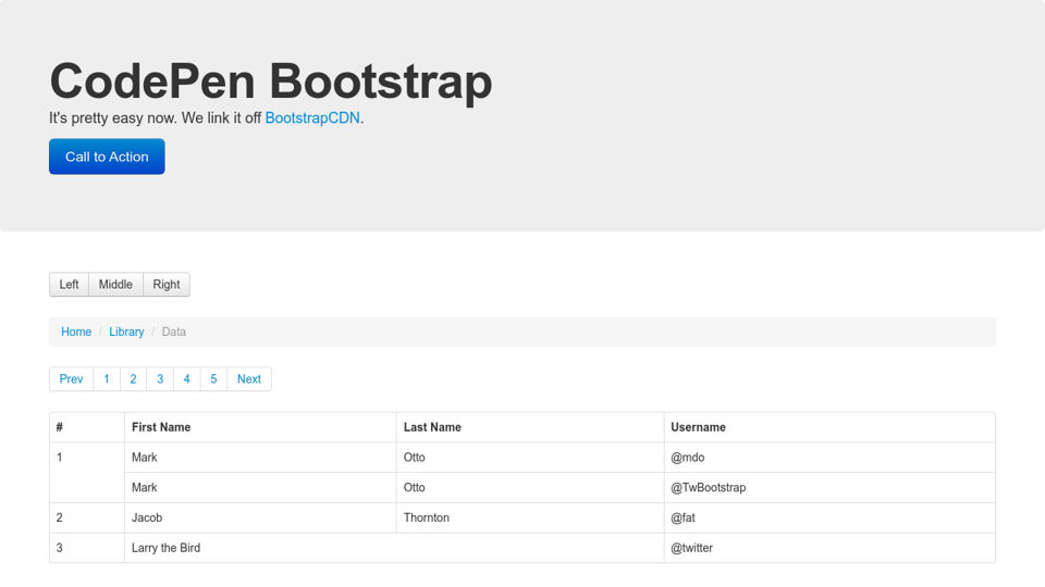 Example Of Bootstrap On Codepen