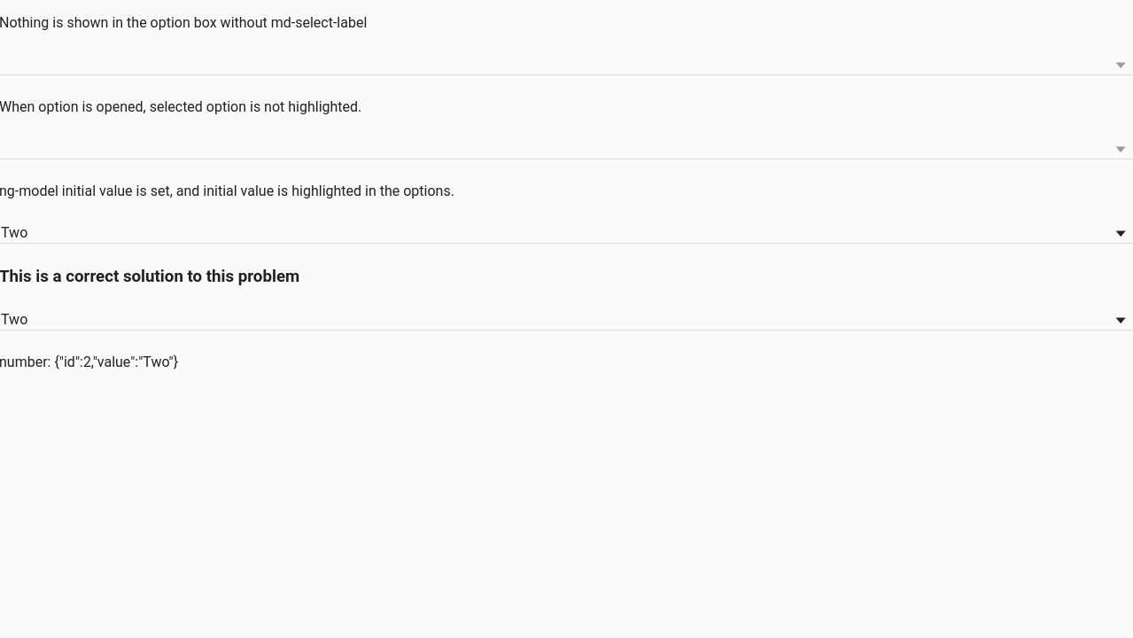 Set Default Option For Md Select