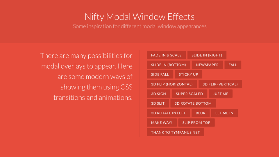 Nifty Modal Window Or Slider Effects