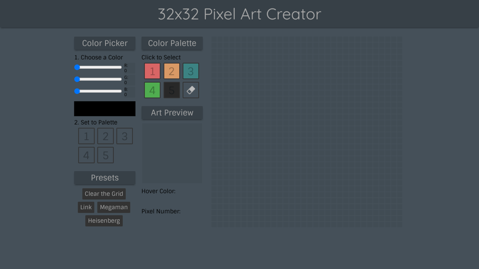 Codepen 32x32 Pixel Art Creator Codepen 32x32 Pixel Art Creator