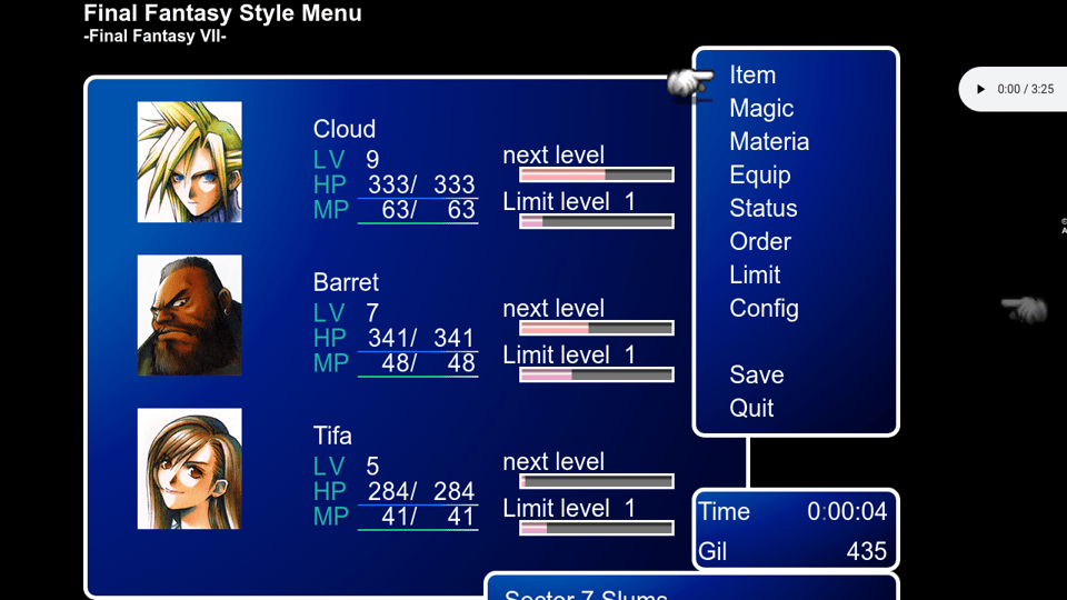 Final Fantasy Vii Menu Final Fantasy Vii Menu