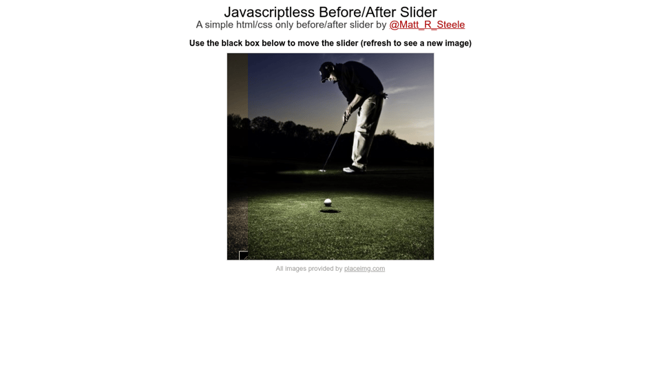 Javascriptless Before/After Slider