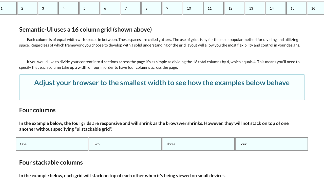 Codepen Semantic Ui Grid Layouts