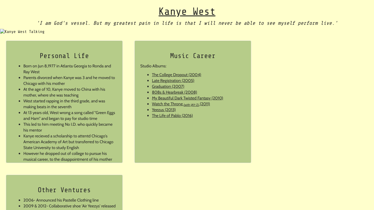 CodePen - Yeezy Tribute Page