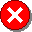 White X on a red circle with dark red outline and drop shadow