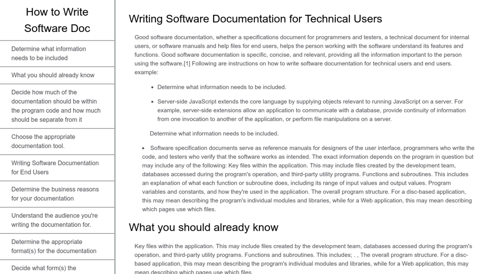 CodePen - Technical Doc Page