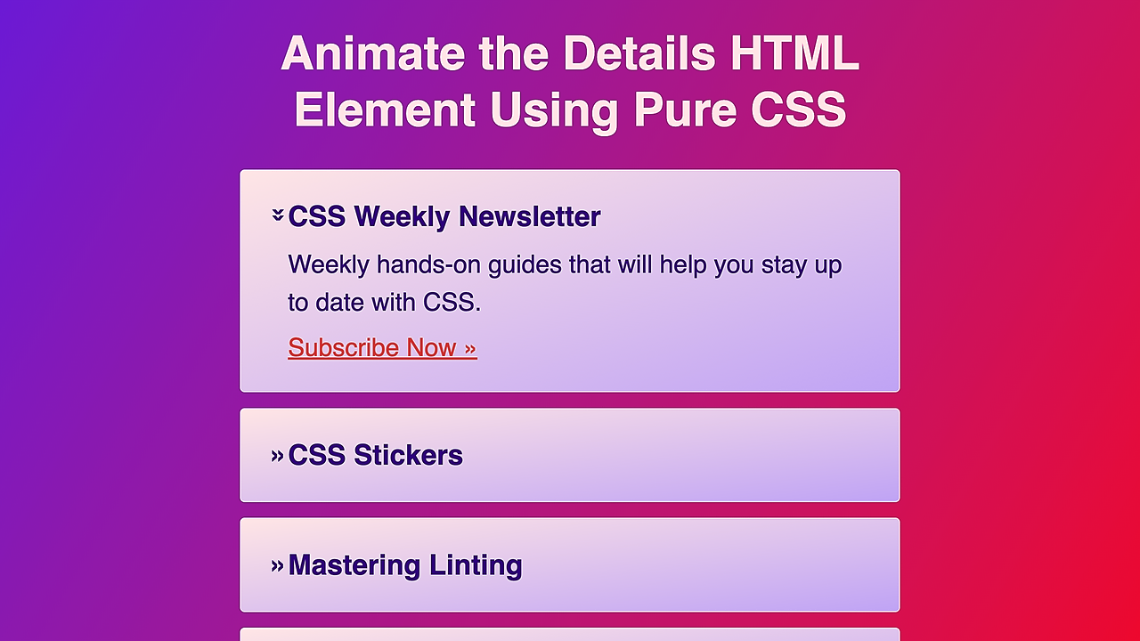 Animate HTML Details Element Using Pure CSS