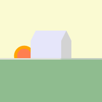 A house drawn with different shapes