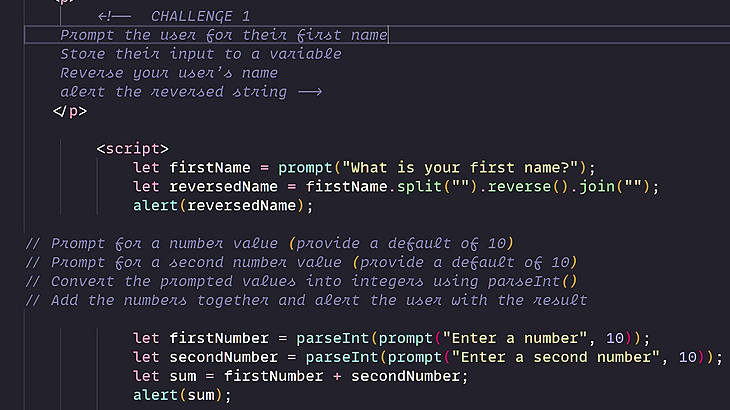 JavaScript Prompts Challenge 4