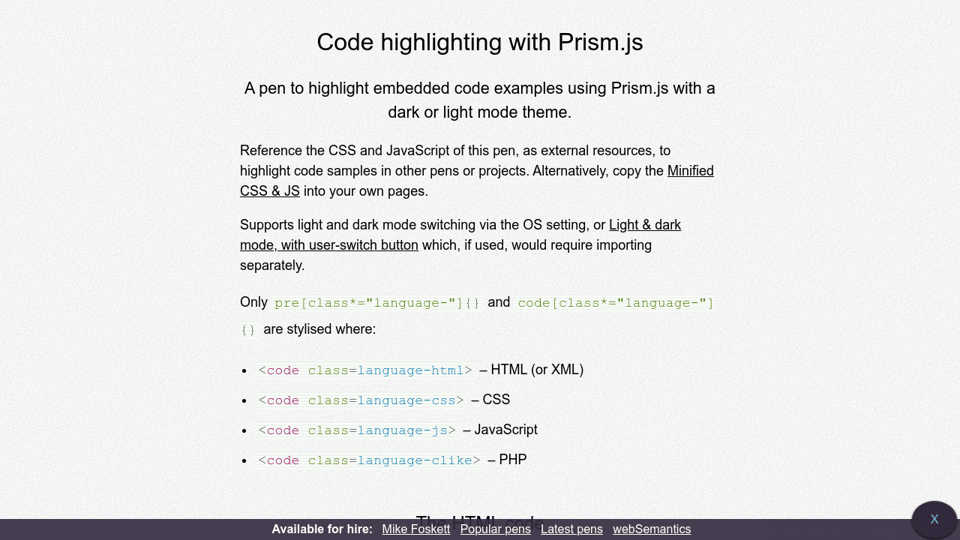 Code Highlighting Light Dark Mode With Prism Js Code Highlighting Light Dark Mode With Prism Js