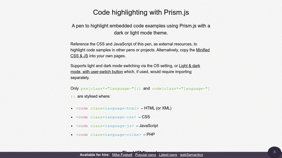 Code Highlighting Light Dark Mode With Prism Js