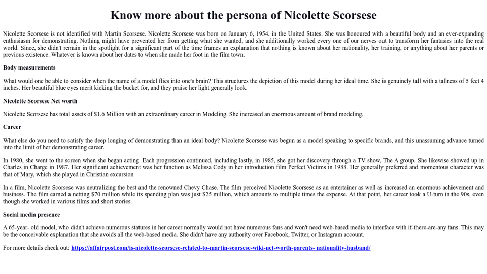 Is nicolette scorsese related to martin scorsese