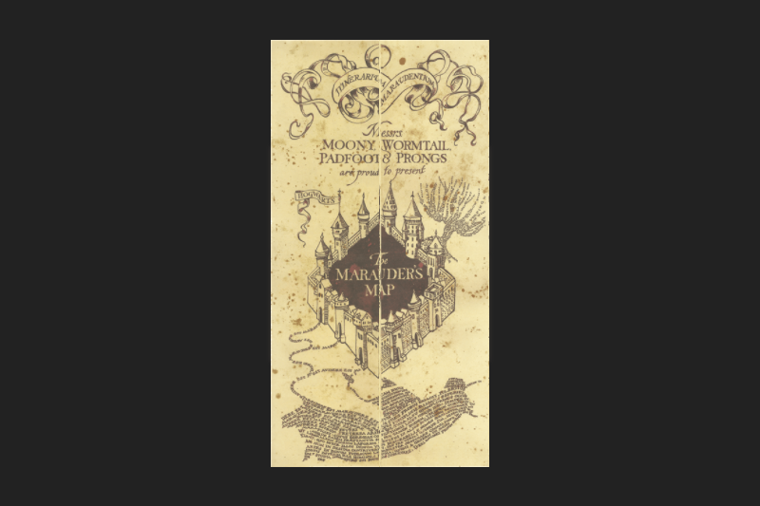 Screenshot of the cover of the Marauder's map