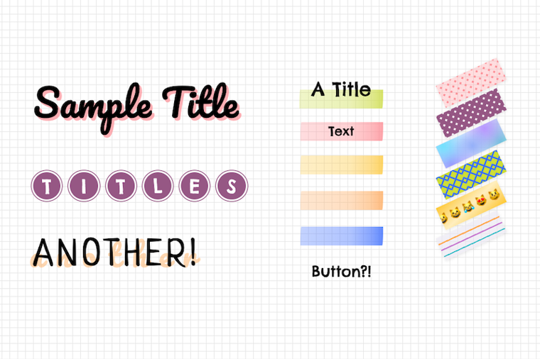 Screenshot of titles and sketch-like elements